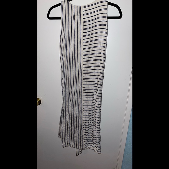 Milly White Navy Blue Stripe Sleeveless Dress - Picture 2 of 3